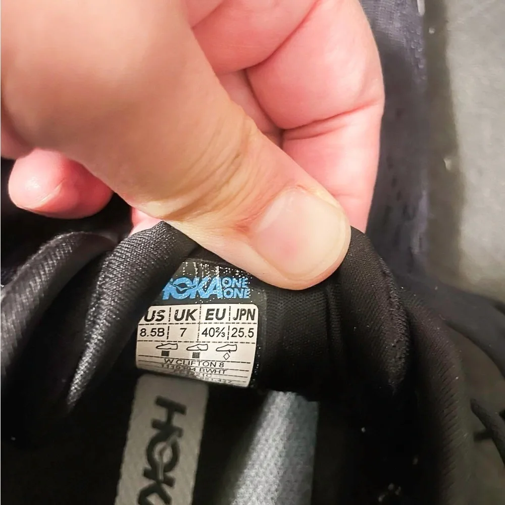 Hoka One One Black and White Athletic Shoes with Maximalist Cushioning - Picture 3 of 11